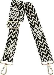 [uxcell] Purse Straps Replacement Crossbody, 1.5 Inch Wide Shoulder Bag Strap Adjustable Canvas Straps for Handbag Wallet Clutch Bags with Light Gold Buckle, Beige Geometrical