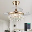 DuMaiWay 30" Golden Chandelier Ceiling Fan with Light Crystal Modern Fandelie...