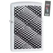 Zippo 29416 Optical Squares White Matte Finish Full Size Lighter + FLINT PACK