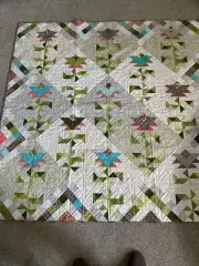 Handpieced Quilt, Long Arm Quilted 66 1/2” Square