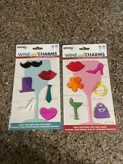 Wine Glass Gel Charms Luigi Bormioli Social Ave Vino Party 12 Charms Total 2 Set