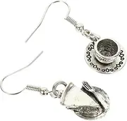 [OHPHCALL] 1 Pair Dessert Drop Earrings Vintage Dangle Earring Earrings for Women Trendy Statement Earrings for Women Dangle Earrings Food Earrings for Girls Ink Alloy Miss Cup Silver Pendant