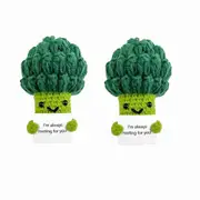 Mini Funny Positive Broccoli with Stand Emotional Support Cheer Up Gifts Knitted Broccoli Croc 2Pcs