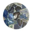 15"x15" Gemstone Blue Agate Round Agate Table Top Luxury Side Table Top Home Dec