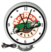 Hot Rod Car Alley Auto Sign, White Lighted Gas Pump Globe Advertising Clock