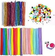 Colorful Pipe Cleaners,360PCS Chenille Stems for DIY Crafts & Art Projects with Doll Eyes and Hair Balls,Pipe Cleaner Flowers,Pipe Cleaners for Locs, Purple/Red Pipe Cleaners,Craft Supplies(30 Colors)