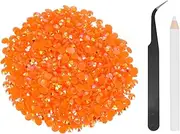 uxcell 1500pcs Flatback Rhinestones Resin, SS30 6mm Resin Rhinestones Bulk Round Shine Gems with Pickup Tools for DIY Nail Art Tumblers Mugs Clothes, Orange-Red
