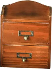 GREENADSCAPE Vintage Wooden Desktop Drawer-type Organizers and Storage Box Makeup Case Office Supply Home Use Desk Storage Elegant and Simple Design