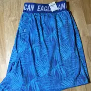 XL AMERICAN EAGLE ULTRA SOFT LEAF PRINT BLUE BOXER BNWTS