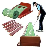 Putting Mat, Putting Green Indoor Smoothly Velvet Crystal Mat, Pine Wood