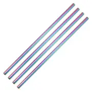 Reusable Metal Straws 4Pcs, Straight Drinking Straw 10.5" x 0.3" - Rainbow Color
