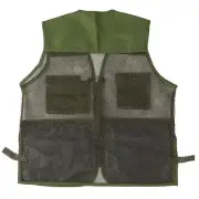 (XXL Military Green)Military Vest Multi Pocket Mesh Fishing Vest LJ