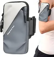 TicEaik Running Armband, Waterproof Armband for Outdoor Sports, Fits iPhone and All Cell Phones (Greyish White)