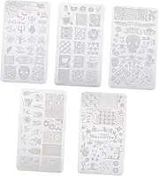 FOMIYES 5pcs Nail Print Template Stickers Nail Stencil Palette Manicure Nail Art Brush Black Gel Nail Polish Stencils Strips Stamps Decals Nail Clipper Nail Tool Adhesive Stainless Steel