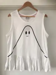 Peter Alexander, white ghost sleeveless peplum halloween pyjama top, size XL