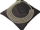 Glam Chocolate India Pillow Pearl Work Decorative Couch Cushion with insert 14"