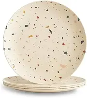 4-Pack Bamboo Fiber Dinner Plates - Alternative for Plastic Plates, Toddler & Kids Plates, Dishwasher Safe, Food-Grade Bamboo Plates Reusable - Not Microwavable Dinner Plates (Fiesta 8")