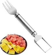 Watermelon Slicer Cutter Tool, Stainless Steel Fruit Forks Slicer, Double Head Ergonomic Non-Slip Handle Mango Baller for Baby Food Preparation