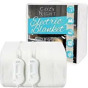 [Cozy Night] Electric Blanket Super King Size With 3 Heat Settings - Dual Control, Luxury Polyester Underblanket, Machine Washable, Overheat Protection (182 x 200cm Super King)