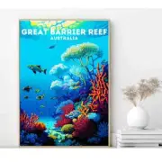 Barrier Reef Travel, Coral Reefs 50x70cm Poster Premium Quality