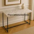 White Agate Console Slab Top, Agate Console End Table Top For Hallway Decor