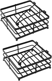 AIMALL 2-Pack Wrought Iron Tissue Holder, Creative Square Napkin Organizer for Home and Restaurants, Durable Black Metal Flat Tissue Dispenser, Compact 7.3x2.95x7.3 Inch Dimensions