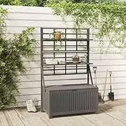 Generic Storage Box with Trellis Grey 99x50x160 cm Solid Wood Acacia,318761