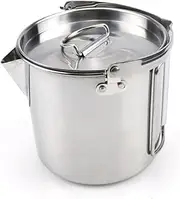 CORHAD 2l Compact Camping Cookware Set Stainless Steel Kettle Soup Pot Boil Water Hanging Pot for Outdoor Hiking Picnic