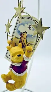 Disney Ornament Classic Winnie the Pooh Christmas Pooh Hanging From Stars 4"