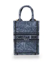Blue Mini Vertical Dior Book Tote