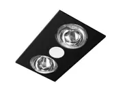 Sunair 3 In 1 Black 2 Globe Bathroom Heater Exhaust Fan with LED Downlight