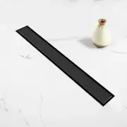 32" Black Linear Shower Drain, Tile Insert, Brushed Stainless Steel,