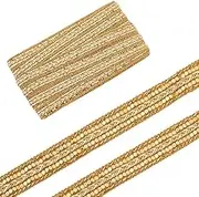 GORGECRAFT 3/4 Inch Wide Sequin Lace Trim 10 Yards Gimp Braid Lace Ribbon Glitter Beaded Fabric Metallic Dark Goldenrod Trim with Plastic Paillette Beads for Sewing Christmas Crafts Costume Ornament