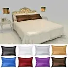 SILK PILLOW COVER Fabric Soft Cushion Case Square Home Decor Sofa Bed Pillowcase