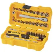 50 Piece DeWALT Socket Tool Set Spinner Handle Ratchet Bit Adapter Mechanical