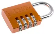 Abus ALUMINIUM COMBINATION PADLOCK 40mm Width,27.5mm Shackle,4-Digit Code ORANGE