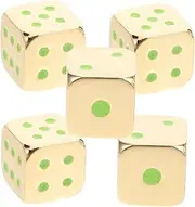 Kisangel 5pcs Glowing Metal Dices for Board Games Sided Entertainment Dice Compact Luminous Game Teaching Props for Parties Gatherings