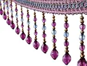 Tassel Fringe Trim, 5 Yards Braided Hanging Beads Fringe Trimming for Curtain Table Cover Edge Decorative Sewing Trim(Purple)