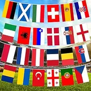 Flag Chain International Country Flags 2024 Euro Olympic Flag Chain Flags of the World Flags Weatherproof Garland for Football Euro Eurovision Party Fan Club Bar Sports Clubs