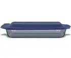 Pyrex Deep 9 x 13" Rectangular Glass Baking Dish W/Blue Spruce Lid Free Shipping