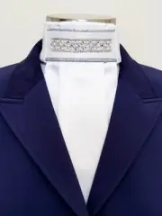 ERA Kara White Satin Stock Tie - Crystal Trim - Silver, Aqua, Blue, Black, Gold