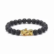 PiXiu and Lava Stone Aromatherapy Diffuser Bracelet 8mm Unisex - Feng Shui - Abundance, Wealth and Protection