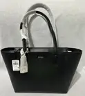 DKNY Bryant Medium Tote Leather Purse Black Gold Trim NEW MSRP $178