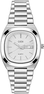 [Generic] Women's Oval Dress Watch - 36mm Stainless Steel with Day/Date Display, 30M Water Resistant, Retro TV Inspired Design (7 Color Options)