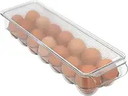 Greenco Stackable Refrigerator Egg Storage Bin with Lid, Stores 14 Eggs, Clear