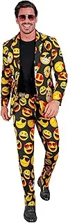 Widmann 40023 Costume party fashion suit with leopard pattern Emoji, black, L