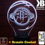 HOUSTEN ROCKETS BASKETBALL Personalised 3D LED Night Light 7 Colour Change Lamp