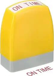 uxcell On Time Notice Stamp Self Inking, Red Ink Office Stamps Pre Inked Message Stamp Refillable Business Stamp, Yellow