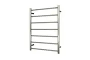 Radiant RTR01 Round Bar Heated Towel Rail - 600 x 800mm - Brushed Nickel Stainless Steel - Bottom Right/Top Left Wiring