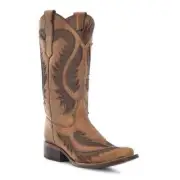 Circle G By Corral Ladies Inlay Tan-Chocolate Western Boots -6129